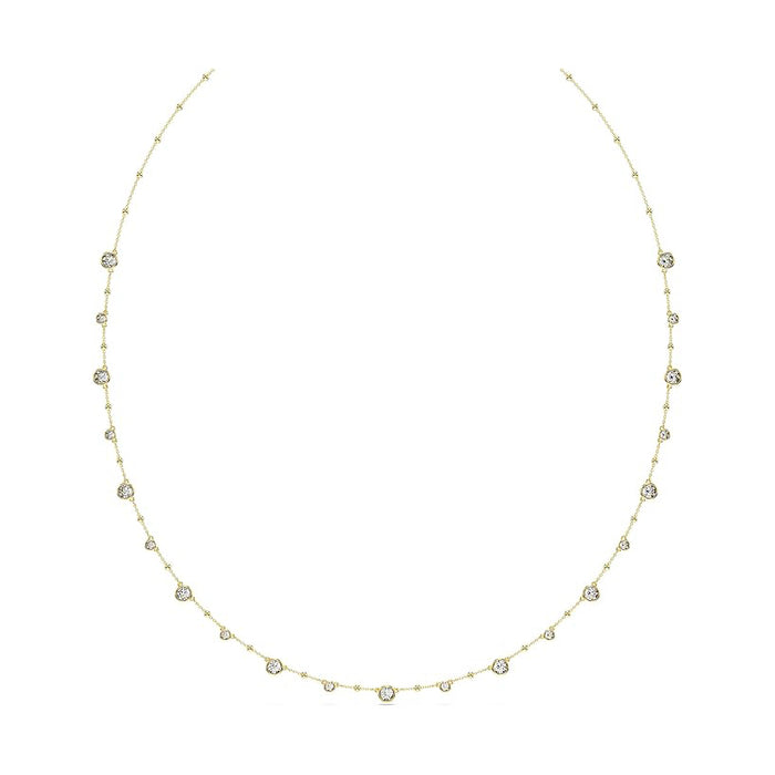 Swarovski Part of the Imber Collection Women's Clear Round-Cut Crystals and Shiny Metal Droplets in a Gold-Tone Finished Setting Imber Strandage Necklace - 5680091