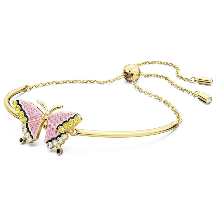 Swarovski Women's Gold-Tone Finished Butterfly Motif With Multicolored Stones Idyllia Bracelet - 5670053