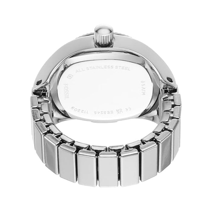 Fossil Women's White Dial Silver Stainless Steel Band Analog Quartz Two-Hand Watch Ring - ES5245