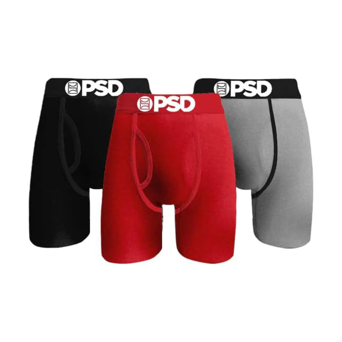PSD Men's Multicolor Moisture-Wicking Fabric 95/5 Rd/gy/blk 3-Pack Boxer Brief X-Large Underwear - 322180161-MUL-XL