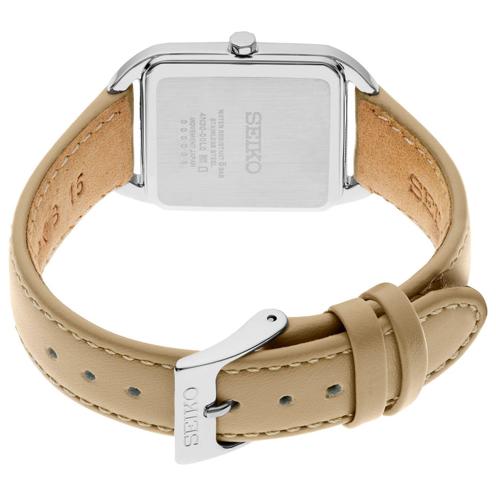 Seiko Essentials Collection Women's Pink Dial Beige Leather Strap Quartz Watch -  SWR089