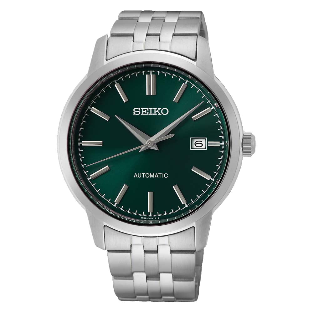 Seiko Men's Green Dial Silver Stainless Steel Band Automatic Watch - S —  WatchCo.com