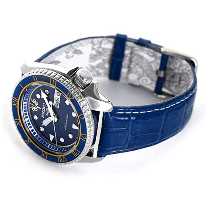Seiko Mens Blue Dial Leather Band Stainless Steel Automatic Watch- SRP —  WatchCo.com