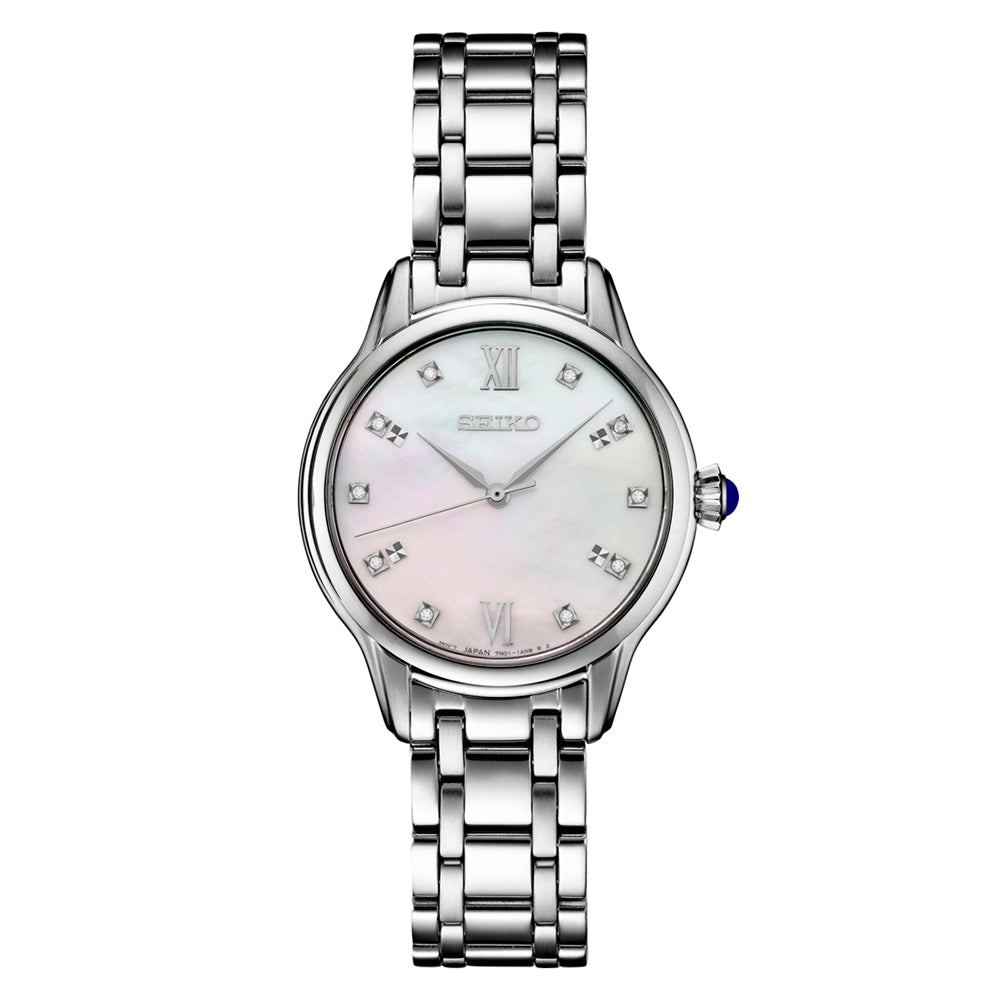 Seiko Women s Diamond Mother of Pearl Dial Silver Rose Gold